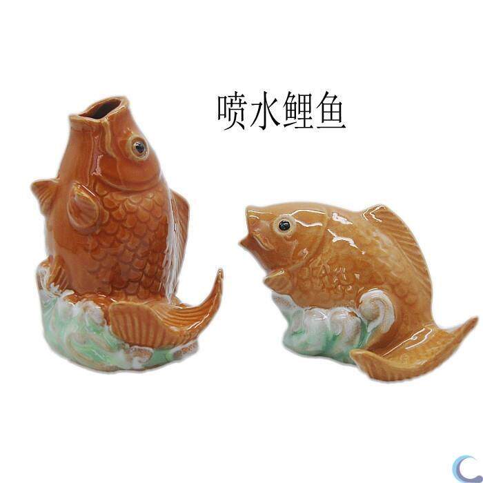 假山喷水龙头装饰花园鱼池壁挂喷泉双鲤鱼吐水龙头手工艺装饰摆件