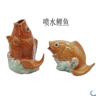 假山喷水龙头装饰花园鱼池壁挂喷泉双鲤鱼吐水龙头手工艺装饰摆件