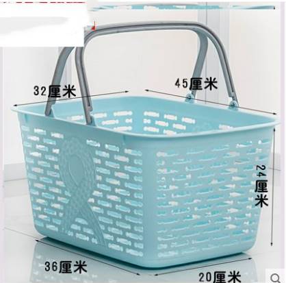 新款加厚超市购物篮塑料手提篮买菜篮装啤酒水果收纳篮家用脏衣篮