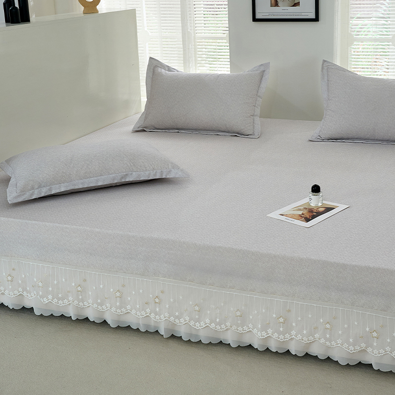 新款棉磨毛榻榻米床单带裙边炕单四季通用炕被单三件套轻奢简约风