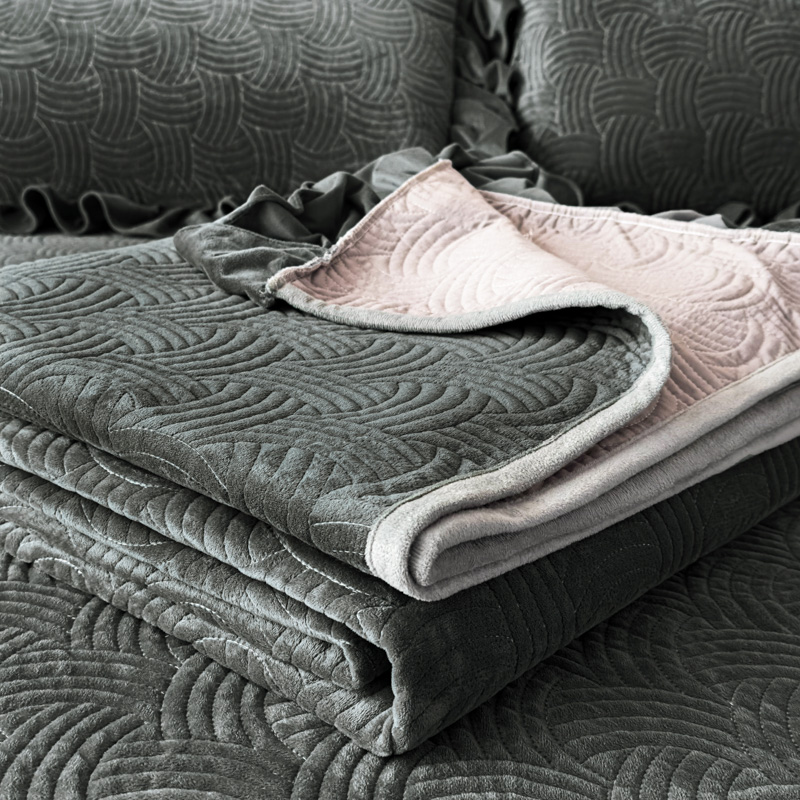 牛奶绒床盖单件新款纯色珊瑚绒榻榻米床单三件套保暖炕单黑色炕盖