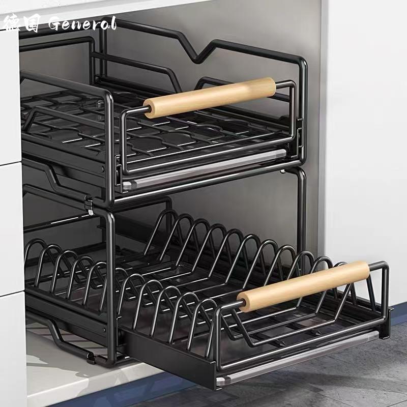 德国沥水碗架厨房整体橱柜内置物架抽屉式拉篮碗盘柜盘不锈钢碗碟