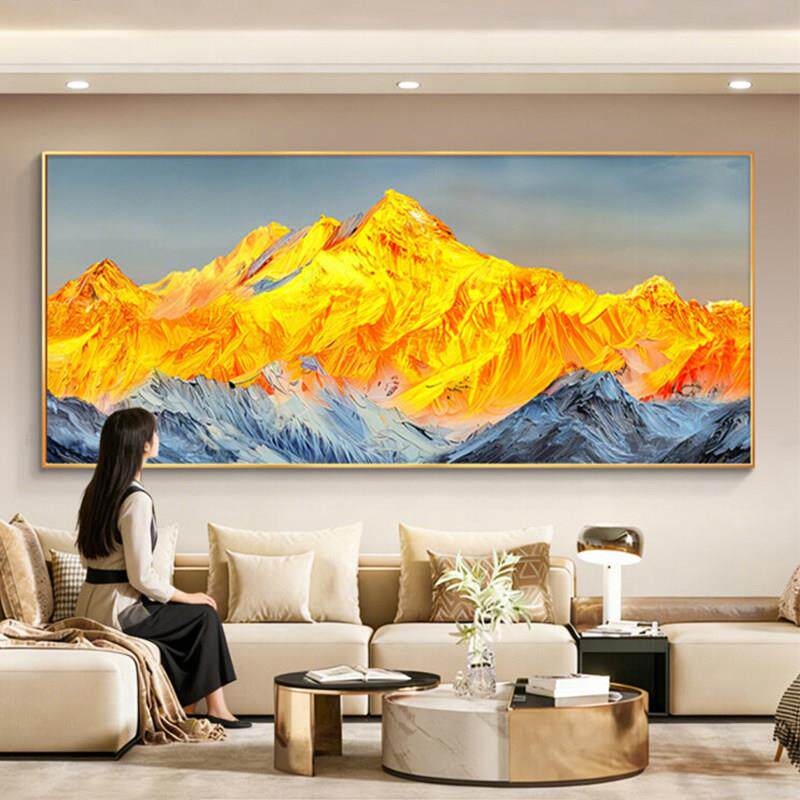 日照金山客厅沙发背景墙装饰画现代轻奢大气高级感办公室壁画挂画