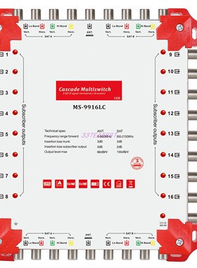 9x9x16 satellite multiswitch out port with LED light