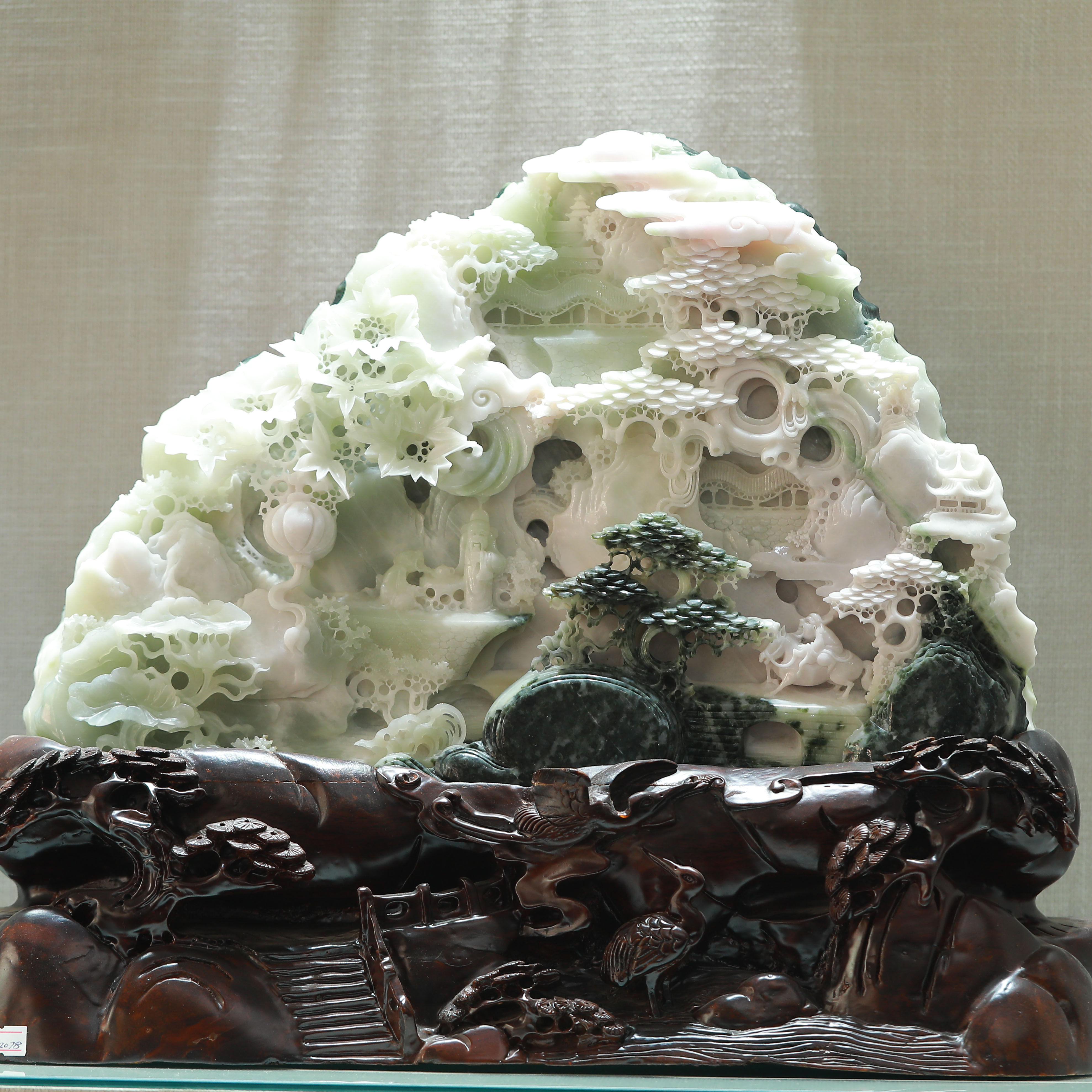 天然老料冰天蓝料独山玉山水人物平安富贵粉红收藏工艺品摆件