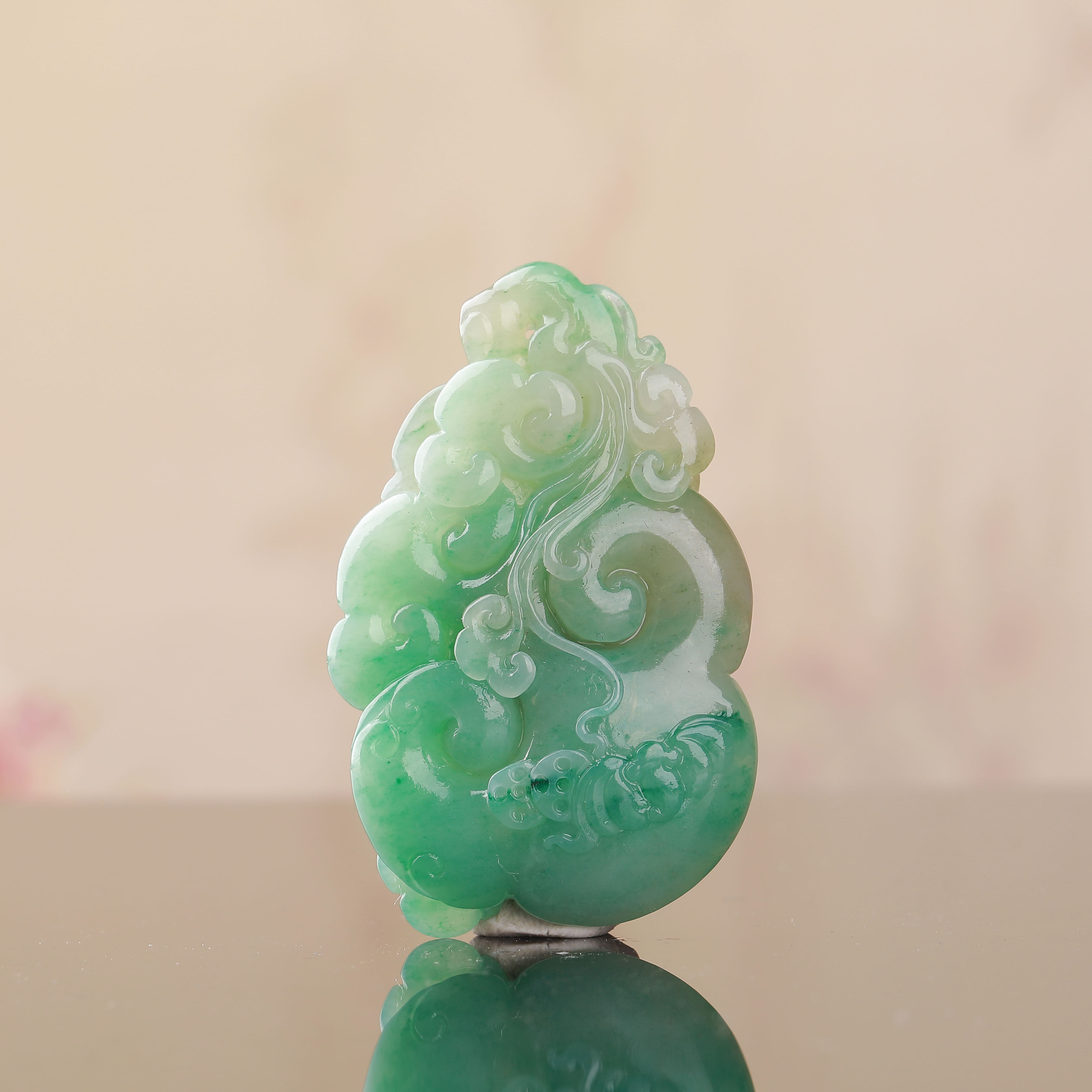 天然老料冰天蓝料独山玉如意人生吊坠挂件天然玉石玉坠挂件玉牌