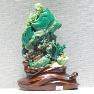 饰工艺品 天然老料冰天蓝料独山玉山水人物雕刻摆件复古客厅房装