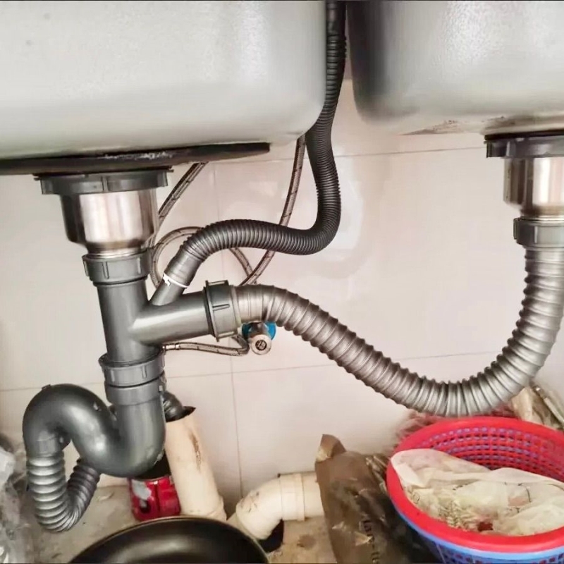 下水道防臭水槽下水器管道配件下水管水池套装洗菜盆双槽洗碗池