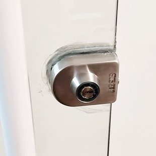 双门锁地插销地锁办公室浴室不锈钢无框推拉门锁免打孔钢化门锁