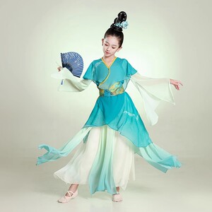 古典舞蹈服女飘逸儿童演出服群舞扇子舞伞舞中国舞仙气古风表演服