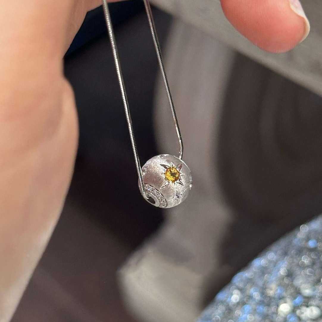 纯银星芒镶钻路路通蛇骨项链女