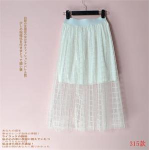 长裙半截沙滩夏装网纱百褶折半身裙下身中长款子群及膝过膝盖