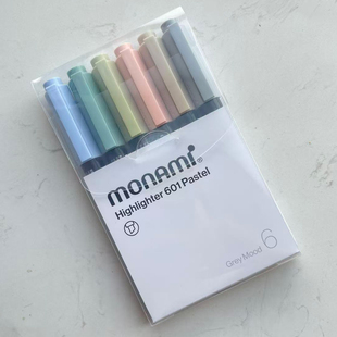 新款 韩国monami莫兰迪色荧光笔601学生用划重点标记笔ins风高颜值做笔记神器彩色记号笔不掉色淡色慕娜美彩笔