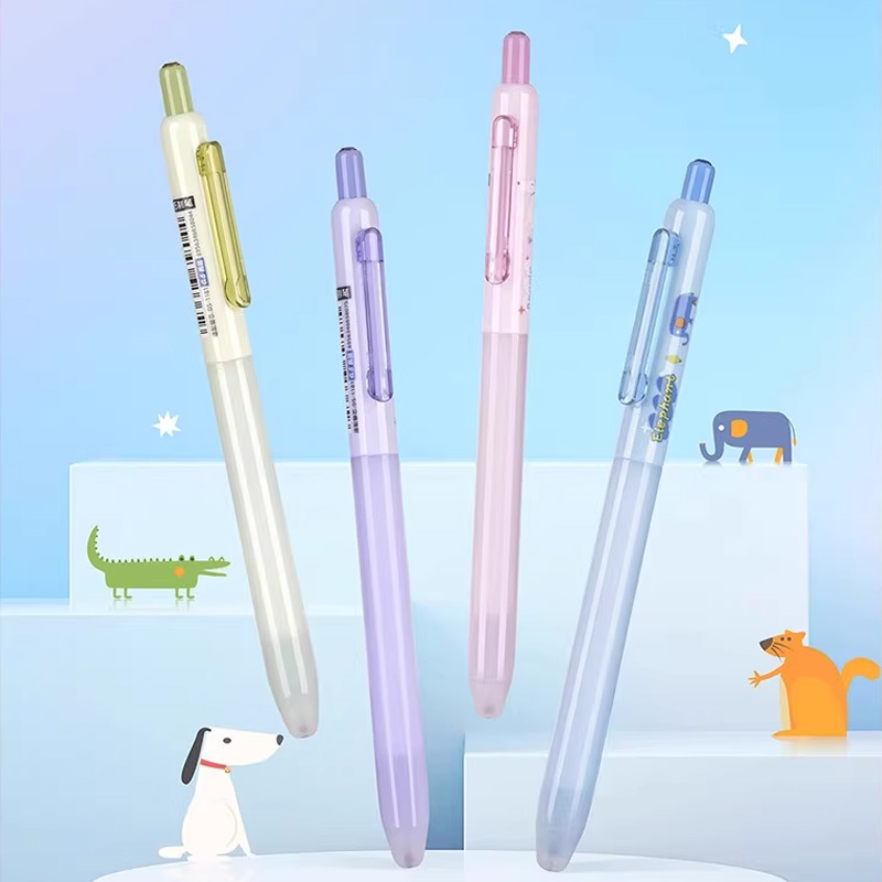 点石热敏可擦按动中性笔DS-0182静音笔子弹头0.5mm晶蓝小学生专用替芯黑科技高颜值文具点石制笔热可擦笔动物