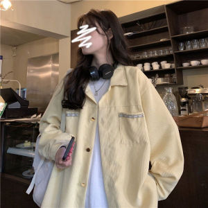 2024春秋新款韩版复古小众设计感灯芯绒工装外套宽松夹克上衣女潮