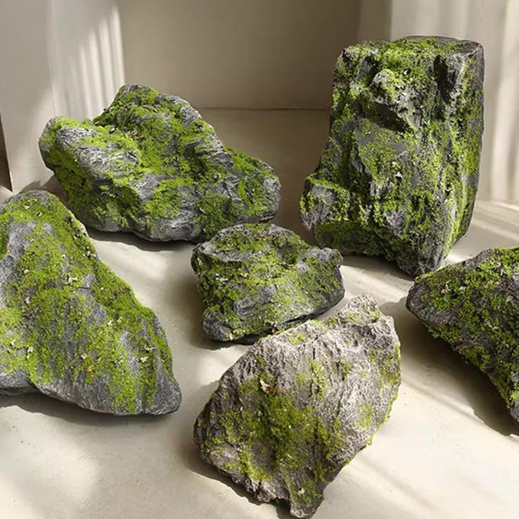 仿真绿植苔藓假石道具青苔泡沫仿生石头森林造景室内庭院假山摆件