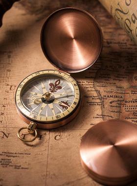 覆古指南针高精度可携式指北针挂车用手持防水罗盘吊坠儿童学生挂