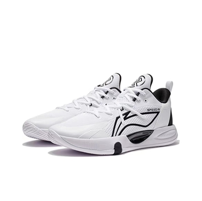 Lining李宁闪击8TD支撑稳定防滑耐磨低帮篮球鞋白黑