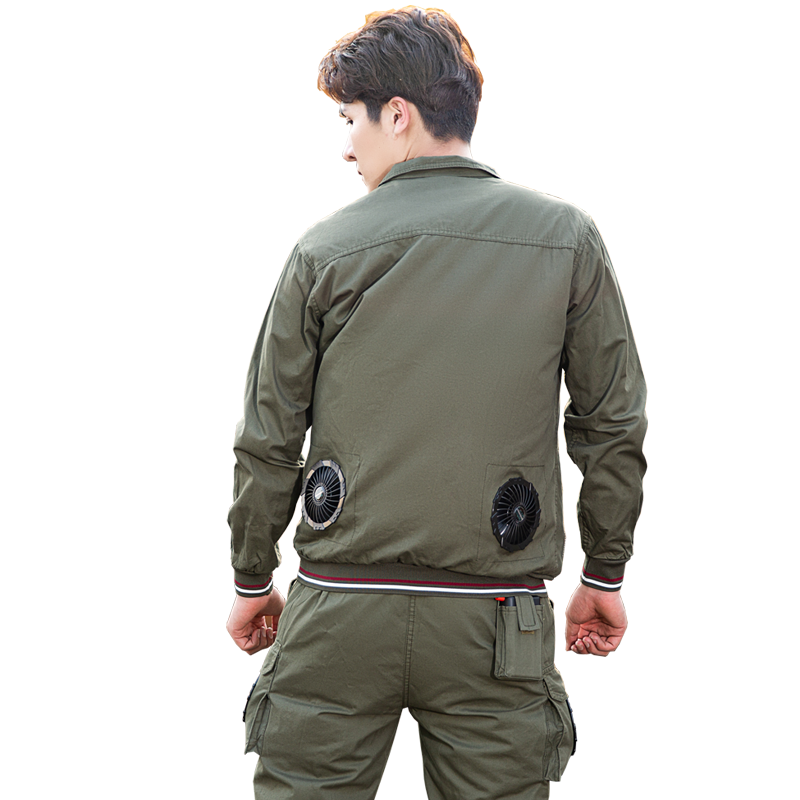 夏季帶風(fēng)扇的空調(diào)衣服褲子電焊勞保工作服男款降溫防耐燙防暑制冷