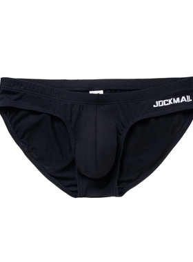 JOCKMAIL吸汗男士比基尼低腰潮流纯白色大囊袋个性感三角内裤透气