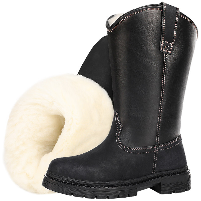 FUR ALL-IN-ONE SNOW BOOTS MENS OUTDOOR PLUS VELVET THICKENED COLD-PROOF WARM NORTHEAST COTTON BOOTS LONG LEATHER MONGOLIA RIDING BOOTS