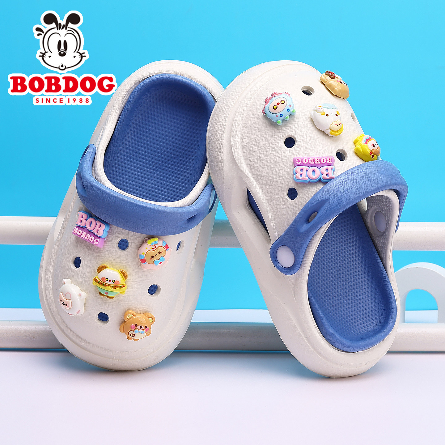 巴布豆儿童洞洞鞋男童女童舒适男宝拖鞋防滑防臭外穿软底户外卡通