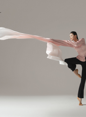 水袖练功舞蹈服粉色渐变甩袖长款古典舞民间舞戏曲京剧表演艺考服