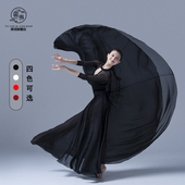 黑色古典舞大摆裙渡红尘720度半身长现代舞演出练功纱裙写真拍照