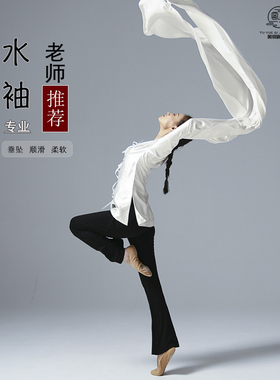 长款水袖舞蹈服专业古典舞训练功仿真丝甩袖戏曲演出服白色艺考