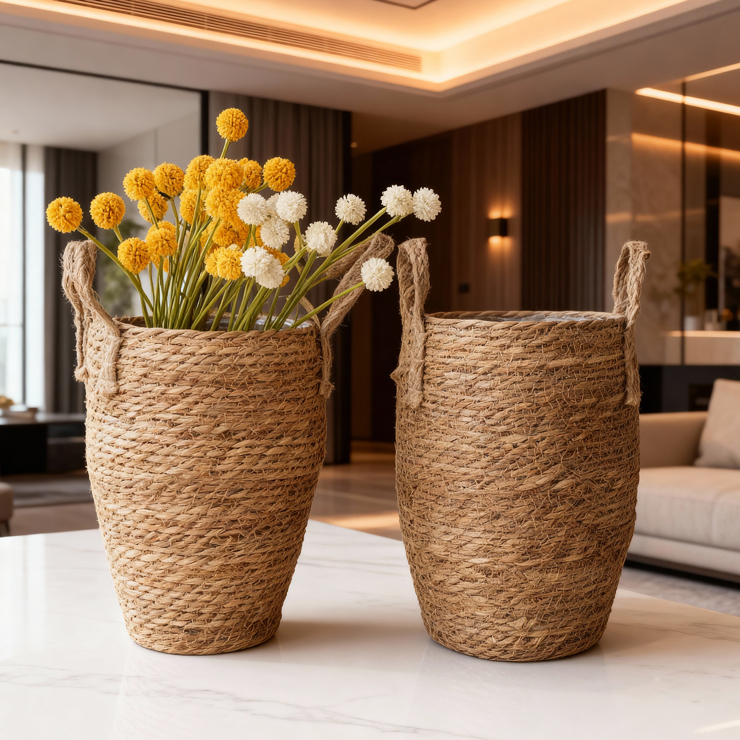 北欧草编织花篮大号花瓶摆件客厅插花满天星干花现代简约藤编花盆,鲜花速递/花卉仿真/绿植园艺,花盆,淘宝优惠券,粉丝福利购,淘宝优惠卷