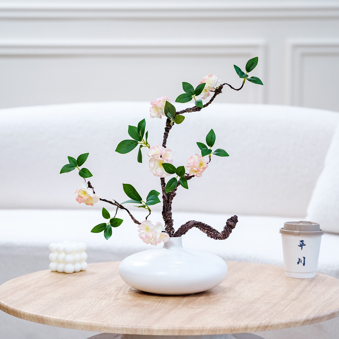 新中式仿真花艺摆件客厅茶几装饰花白色花瓶家居桌面花艺梅花假花,家居饰品,餐桌花艺,淘宝优惠券,粉丝福利购,淘宝优惠卷