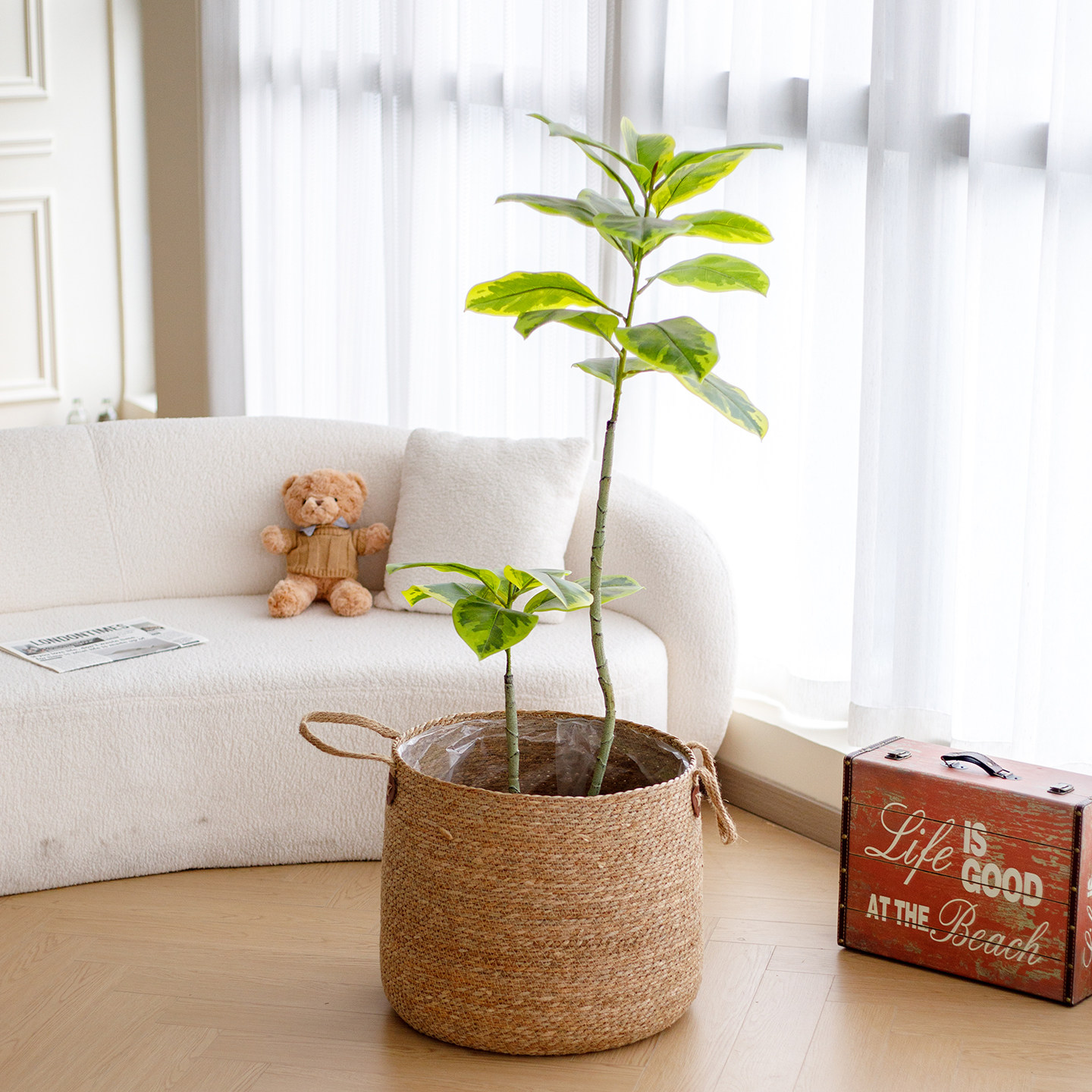 北欧大花盆草编花盆海草盆栽花篮编织篮手工花盆竹编藤编篮子植物,鲜花速递/花卉仿真/绿植园艺,花盆,淘宝优惠券,粉丝福利购,淘宝优惠卷