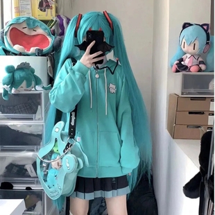 连帽卫衣女款慵懒风小众猫咪刺绣卡通秋新款宽松可爱百搭开衫外套