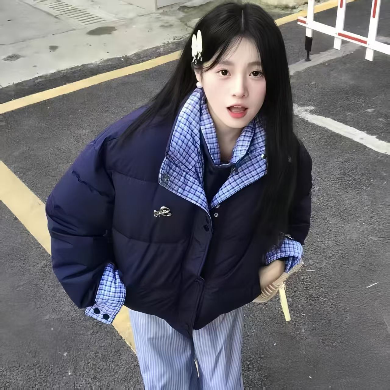 韩系甜美冬季加厚短款面包服女款