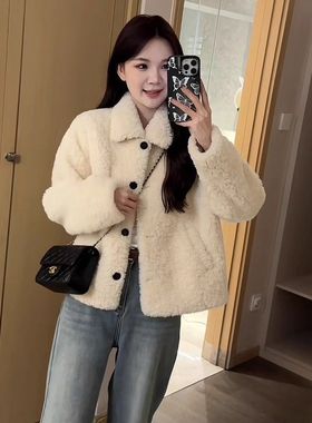 小个子可爱风绒绒猫耳朵连帽拉链外套秋冬款加厚毛毛加绒保暖上衣