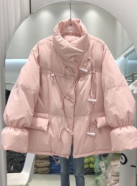 韩系宽松牛角扣羽绒棉服女短款2025新款韩版宽松棉衣面包服潮外套