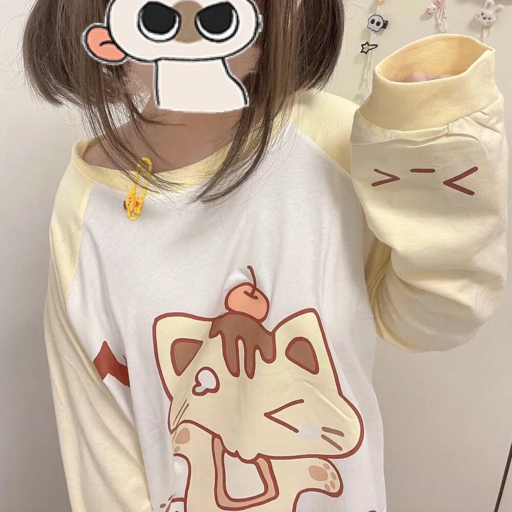 显瘦打底春秋季日系可爱软妹上衣