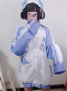 卫衣女2023新款爆款日常青春立体水蓝色甜美女生休闲宽松运动现货