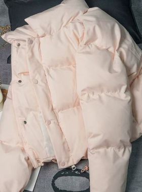 现货小个子羽绒棉服女冬季新款韩版学院风立领宽松加厚短款面包服