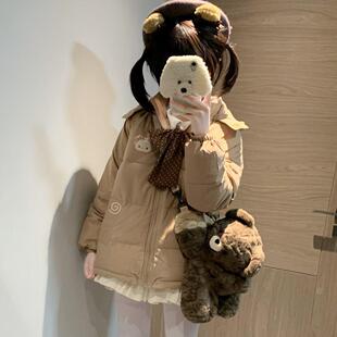 日系可爱软妹卡通印花连帽棉服外套女秋冬季新款宽松加厚面包棉衣
