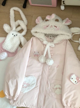 现货冬季学院风棉服新款韩版洋气女孩冬加厚中大童甜美风学生棉袄