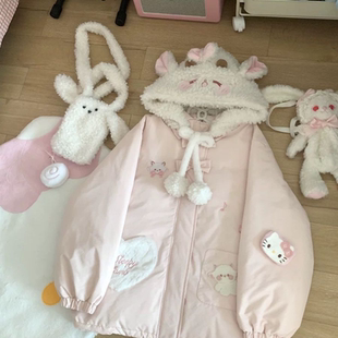 现货冬季学院风棉服新款韩版洋气女孩冬加厚中大童甜美风学生棉袄