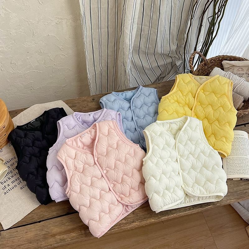 儿童羽绒棉马甲男童女童春秋冬新款背心中大童内外穿保暖加厚坎肩