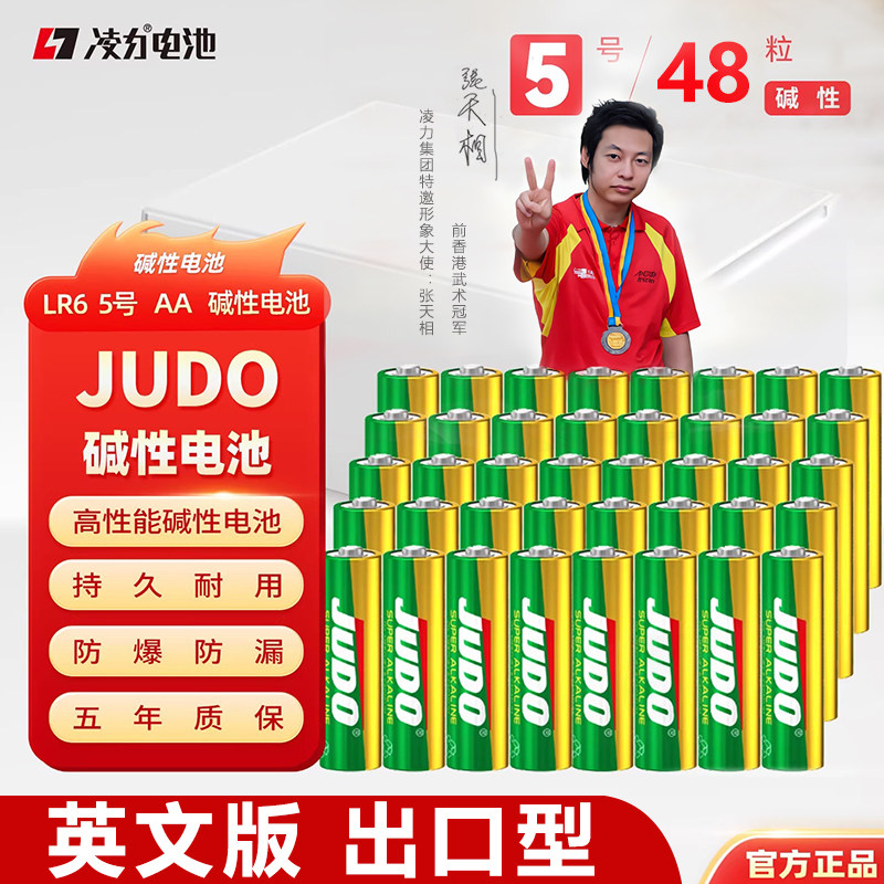 智能电子门锁燃气表碱性电池1.5V 英文版出口型5号7号48粒 凌力电池JUDO高质量耐久升级扩容稳定 遥控器电池