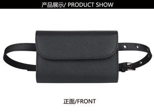 物业管家男女工作黑色皮料腰包 时尚商场珠宝导购店员柜姐腰挎包