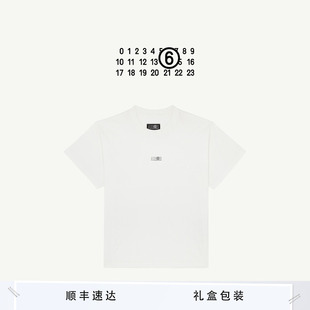 MM6数字Logo标签短袖白T恤打底衫宽松上衣情侣款衣服