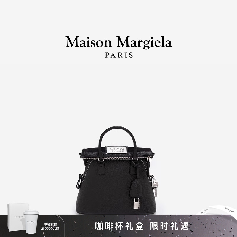 马吉拉黑色5ACMini牛皮手提包女