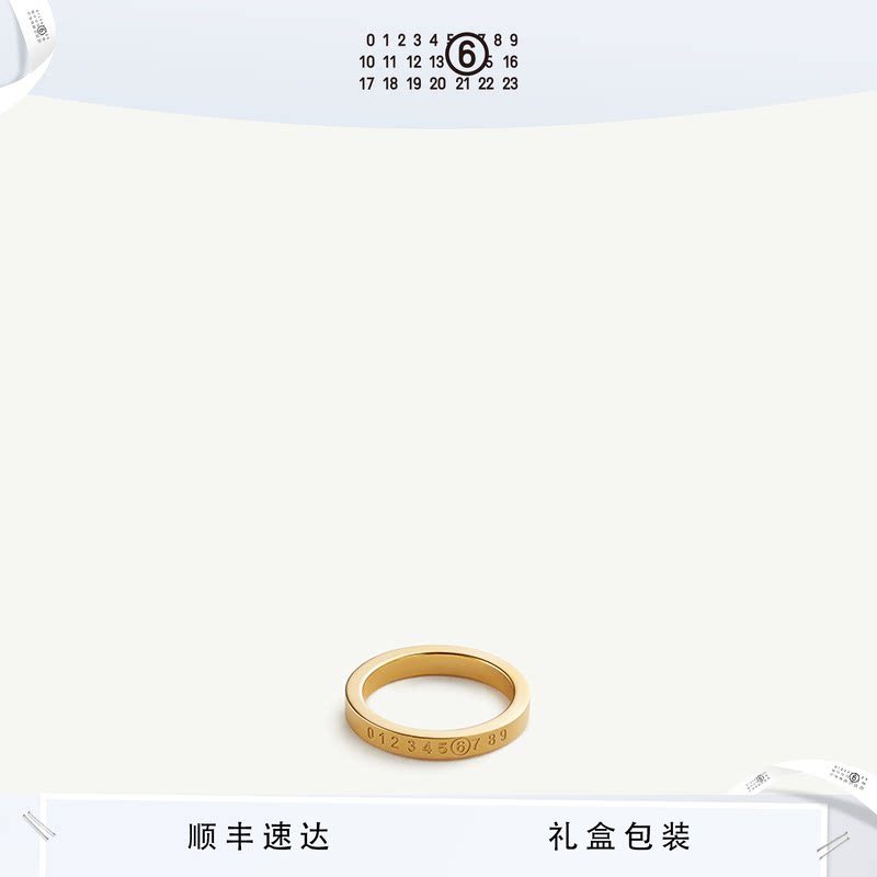MM6小众设计数字Logo简约窄型戒指指环高级感情侣对戒首饰