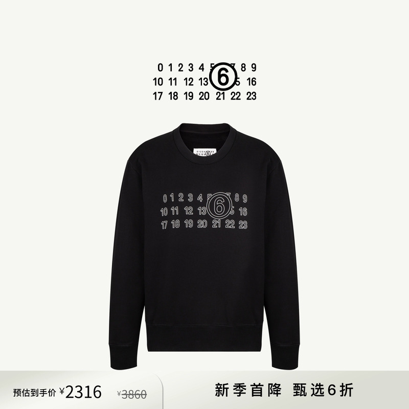 [新季特惠]数字logo长袖圆领卫衣