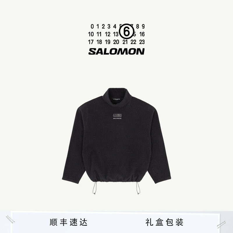 [限量补货]MM6 x SALOMON联名宽松休闲长袖立领抓绒卫衣上衣衣服